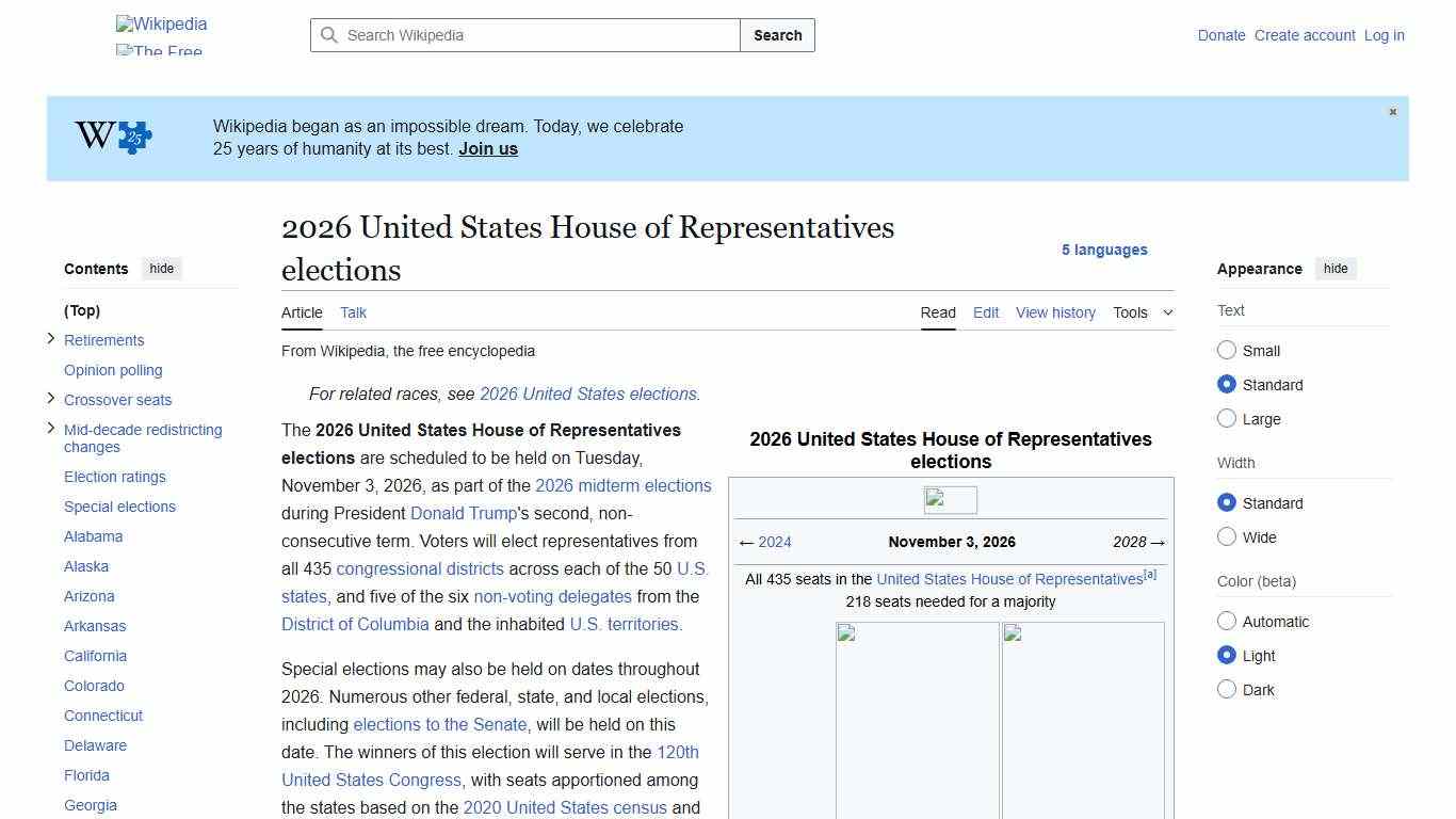 2026 United States House of Representatives elections - Wikipedia