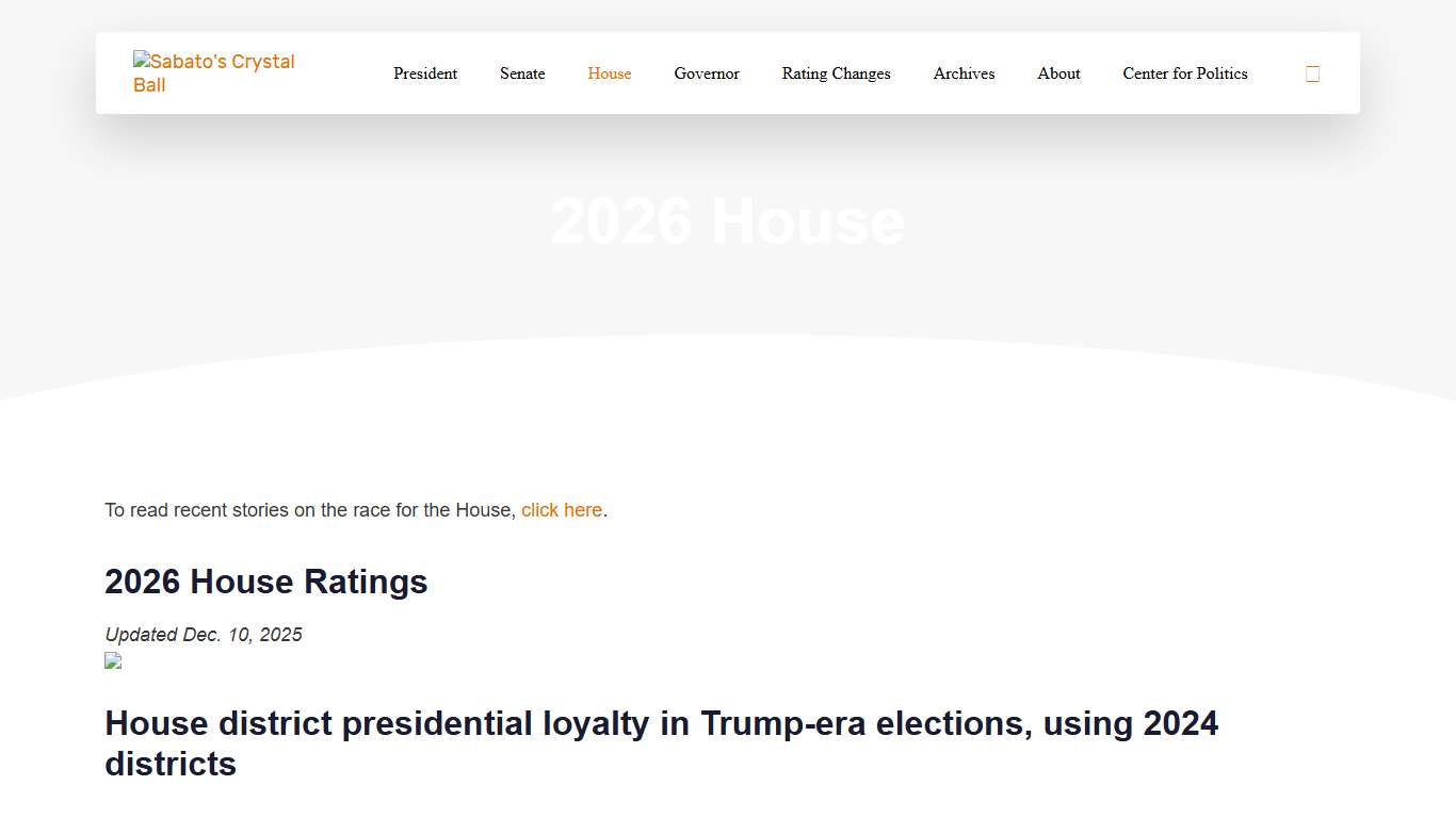 2026 House - Sabato's Crystal Ball